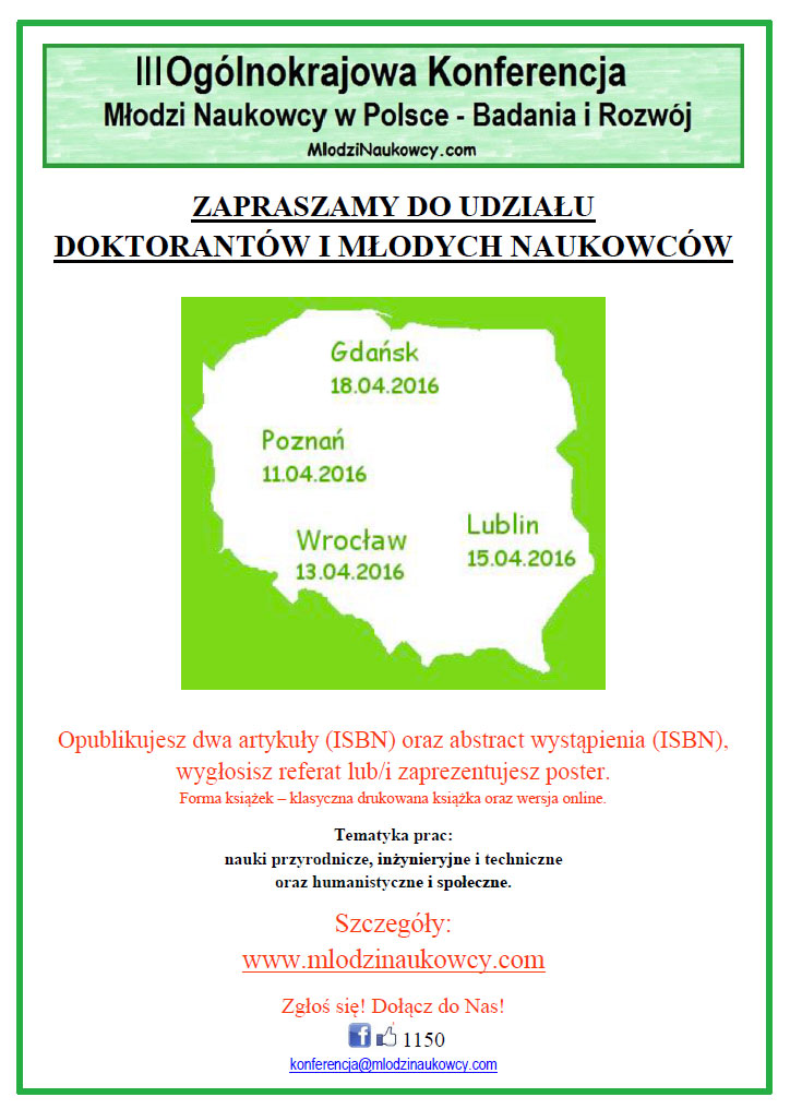 Zaproszenie: III Ogólnokrajowa Konferencja "Młodzi Naukowcy w Polsce - Badania i Rozwój"