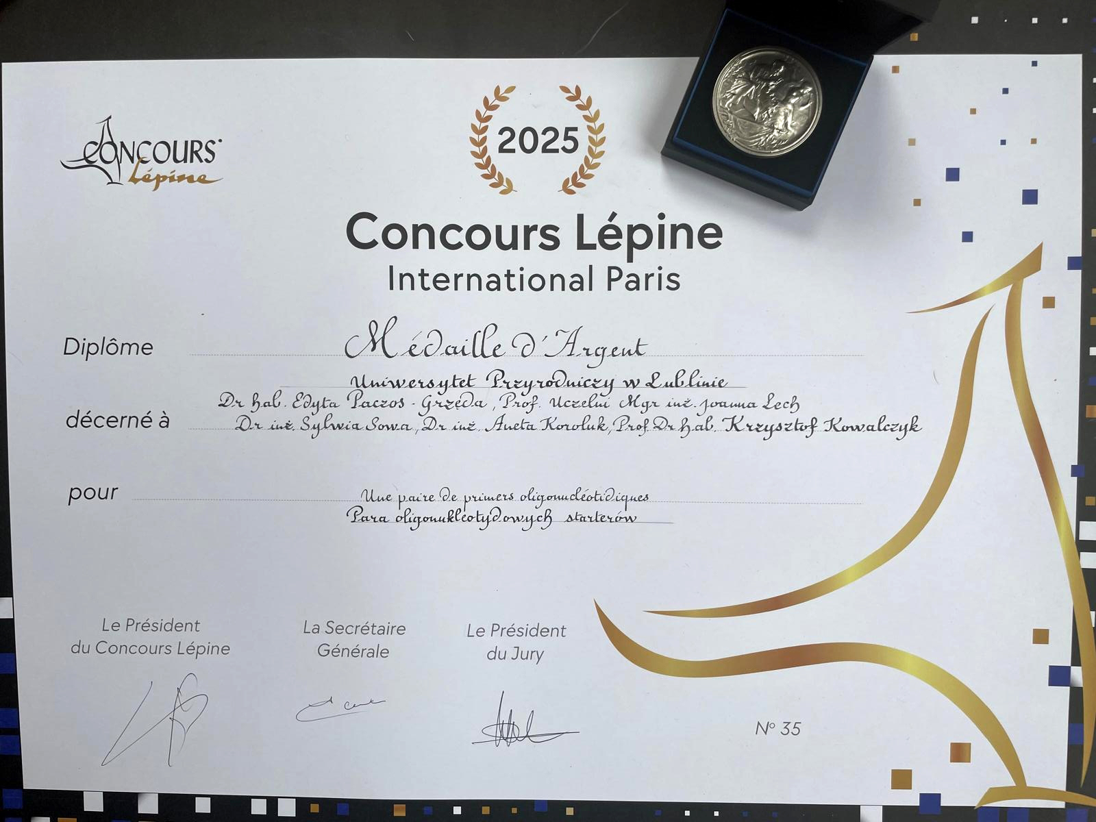 Silver medal for the invention at the 124th International Invention Fair CONCOURS LÉPINE in Paris