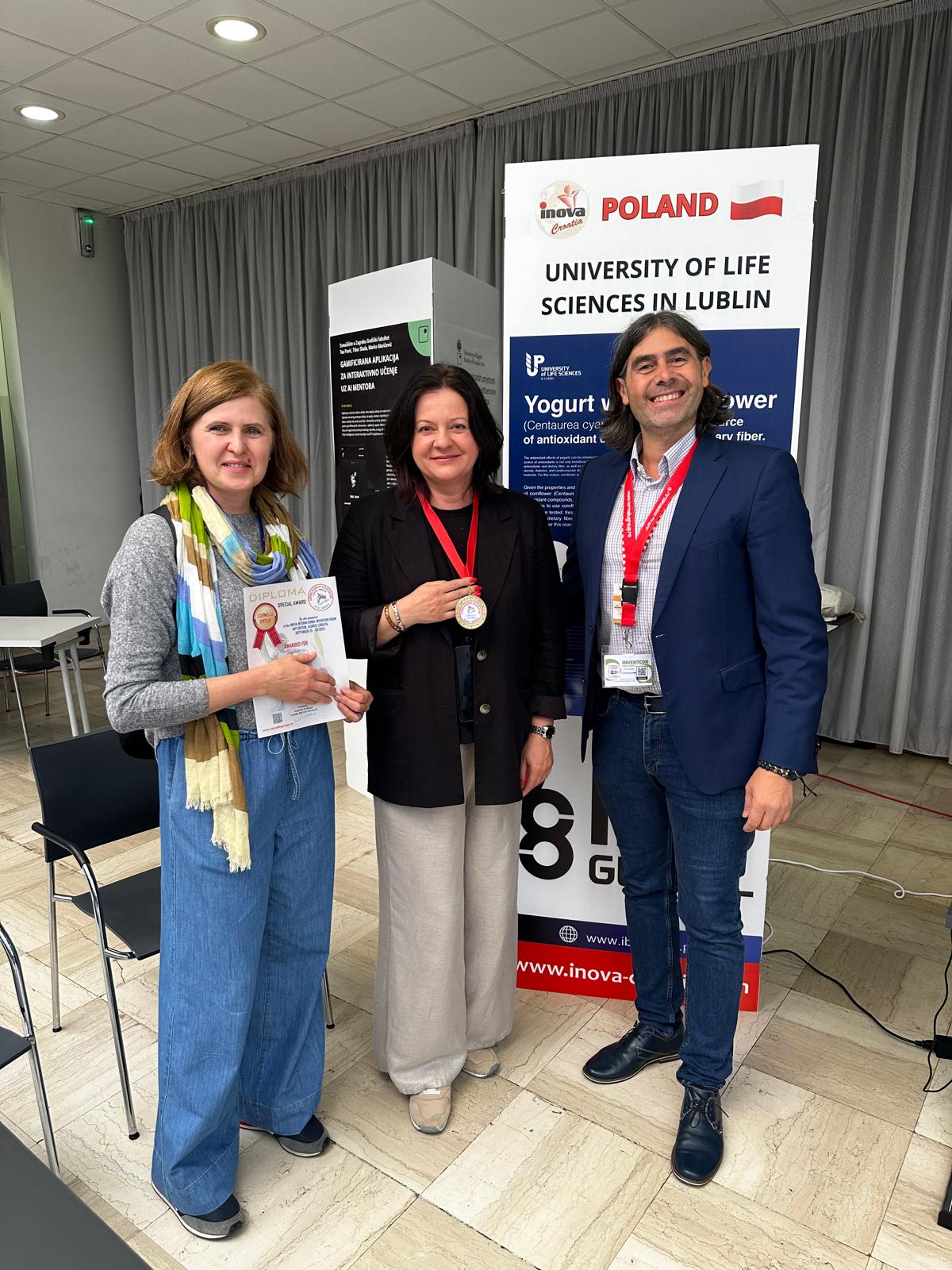 Złoty medal dla Uniwersytetu Przyrodniczego w Lublinie podczas 49. International Invention Show 'INOVA' w Zagrzebiu