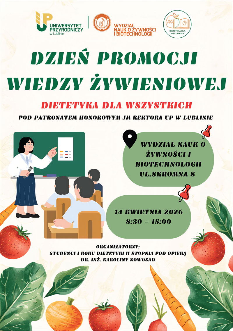 Zapraszamy na Dzień Promocji Wiedzy Żywieniowej - „Dietetyka dla Wszystkich”